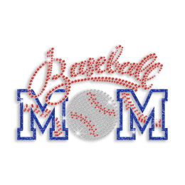 Custom Baseball Mom Glitter Nailhead Iron-on Rhinestone Transfer