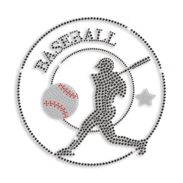 Custom Baseball Player Iron on Rhinestone Transfer