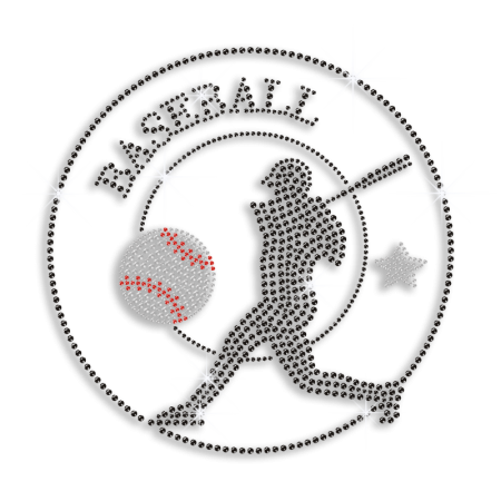 Custom Baseball Player Iron on Rhinestone Transfer