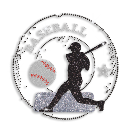 Sports Man with Baseball Rhinestone Iron on Transfer for T Shirt