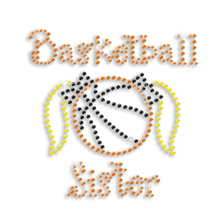 Colorful Basketball Sister Iron on Rhinestone Transfer