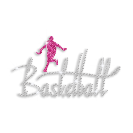 Bling Basketball Player Iron on Rhinestone Glitter Transfer