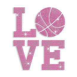 Newly Pink Basketball Love Iron-on Rhinestud Transfer