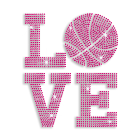 Newly Pink Basketball Love Iron-on Rhinestud Transfer