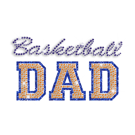 Cool Basketball Dad Iron-on Rhinestone Glitter Transfer Design