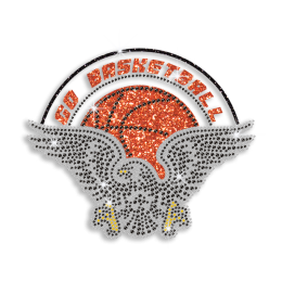 Custom Go Basketball with Eagle Iron-on Rhinestone Glitter Transfer