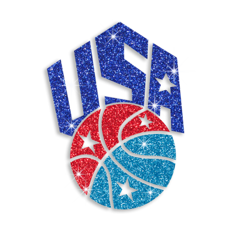 Trendy USA Basketball Iron-on Glitter Transfer Motif