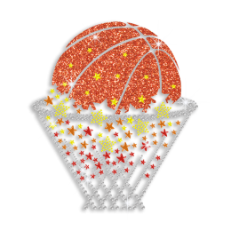 Colorful Basketball Shot Score Iron-on Rhinestone Transfer