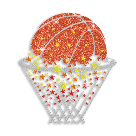 Colorful Basketball Shot Score Iron-on Rhinestone Transfer