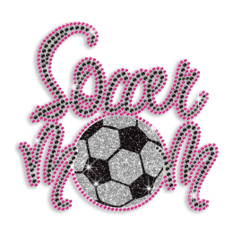 Pink Soccer Hot Iron Diamante Motif