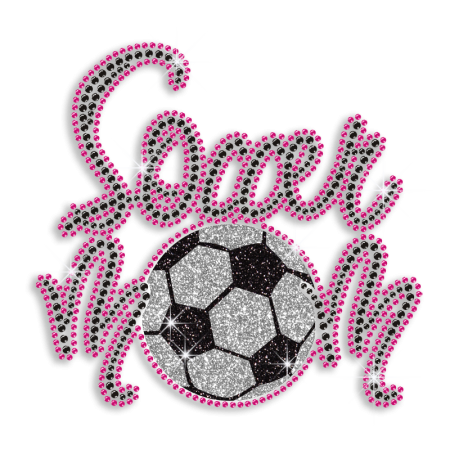 Pink Soccer Hot Iron Diamante Motif