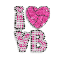 Cute I Heart VB Volleyball Love Iron-on Rhinestone Glitter Transfer