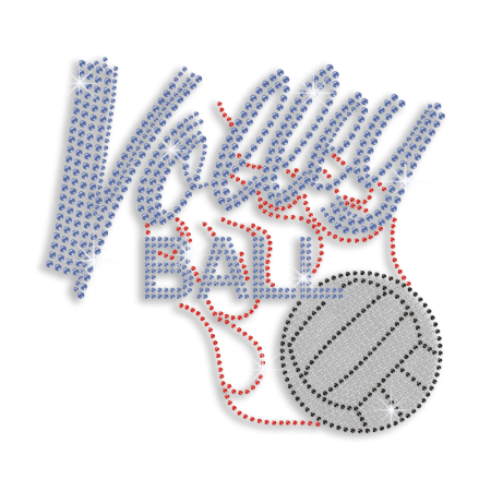 Custom Volleyball with Fire Iron on Rhinestone Transfer