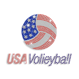 Custom USA Volleyball Hot-fix Iron on Rhinestone Transfer