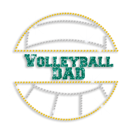 Custom Volleyball Dad Hotfix Iron-on Glitter Rhinestone Transfer