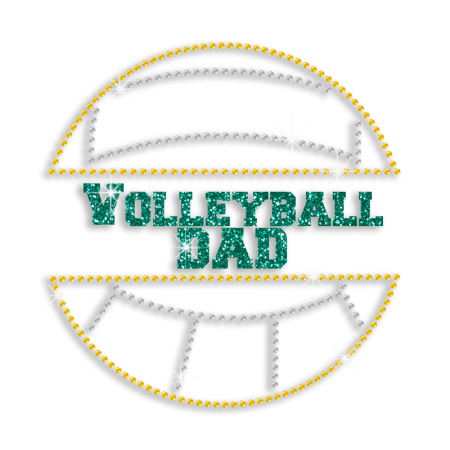 Custom Volleyball Dad Hotfix Iron-on Glitter Rhinestone Transfer