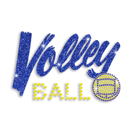 Custom Volleyball Iron-on Glitter Rhinestone Transfer