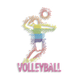 Custom Colorful Volleyball Player Iron-on Rhinestone Transfer