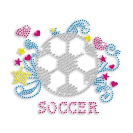 Colorful Soccer with Stars and Hearts Bling Transfer