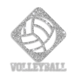 Silver Volleyball in Rhombus Iron on Glitter Rhinestone Transfer