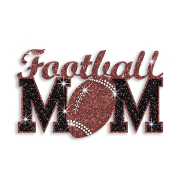 Brown Football Mom Iron-on Nailhead Glitter Transfer