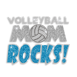 Hotfix Bling Volleyball Mom Rocks Motif