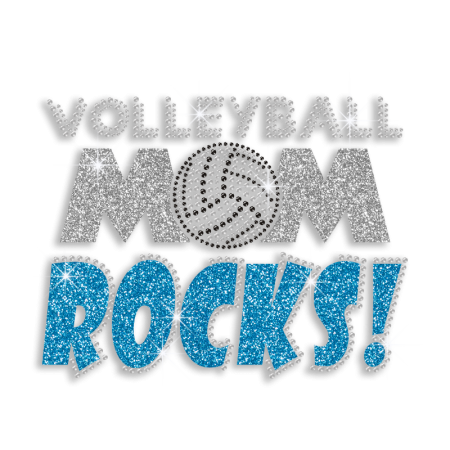 Hotfix Bling Volleyball Mom Rocks Motif