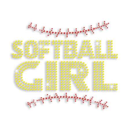 Softball Girl Heat Press Rhinestone Words Transfer