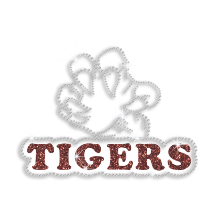 Cool Tigers Soccer Iron on Rhinestone Transfer Design