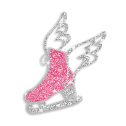 Creative Ice Skating Shoes with Wings Iron on Glitter Rhinestone Transfer