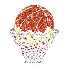 Custom Glitter Basketball with Stars Iron ons