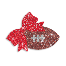 Cute Football Bowknot Rhinestone Glitter Iron on Transfer