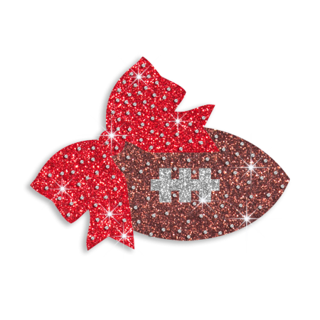 Cute Football Bowknot Rhinestone Glitter Iron on Transfer