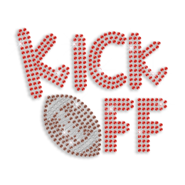 Red Kick Off Football Rhinestone Hotfix Transfer