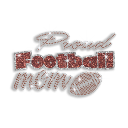 Custom Proud Football Mom Rhinestone Glitter Hot-fix Transfer