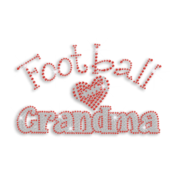 Ruby Football Grandma Heart Rhinestone Hot Fix Transfer