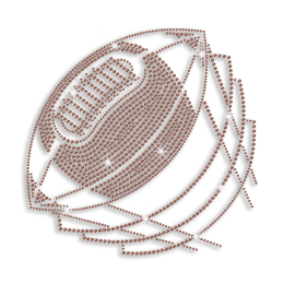 Brown Custom Flying Football Iron on Rhinestone Transfer