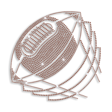 Brown Custom Flying Football Iron on Rhinestone Transfer