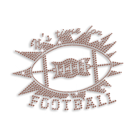 Brown Football Game Rhinestone Iron on Transfer