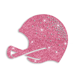 Pink Football Helmet Glitter Iron on Transfer