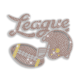 Brown Customized Football League Iron on Rhinestone Transfer