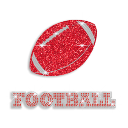 Cool Red American Football Iron on Rhinestone Glitter Transfer