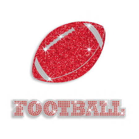 Cool Red American Football Iron on Rhinestone Glitter Transfer