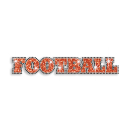 Orange Word Football Glitter Rhinestone Iron on Transfer