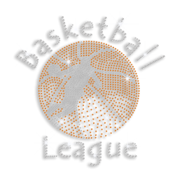 Custom Basketball League Iron on Rhinestone Transfer