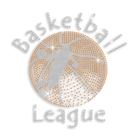 Custom Basketball League Iron on Rhinestone Transfer