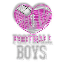 Football Boys’ Unbreakable Heart Heat Press Rhinestud Motif