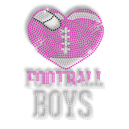 Football Boys’ Unbreakable Heart Heat Press Rhinestud Motif