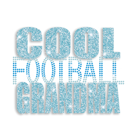 Cool Football Grandma Rhinestone Glitter Iron on Transfer