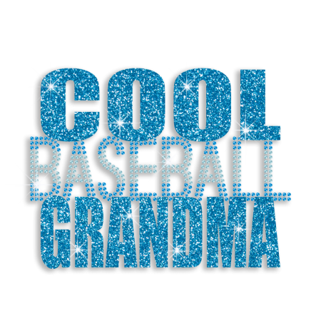 Custom Cool Baseball Grandma Rhinestone Glitter Iron on Transfer